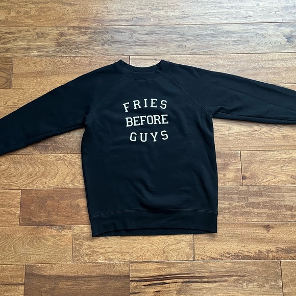 Brunette the Label Fries Before Guys Black Sweatshirt, XS/S - Picture 6 of 15
